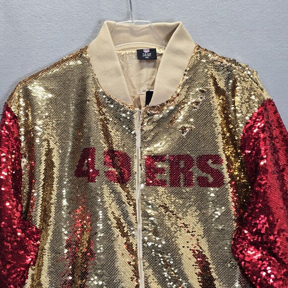 San Francisco 49ers 4XL Women’s Official NFL Two-Tone Team  Sequin Jacket New - Picture 4 of 11